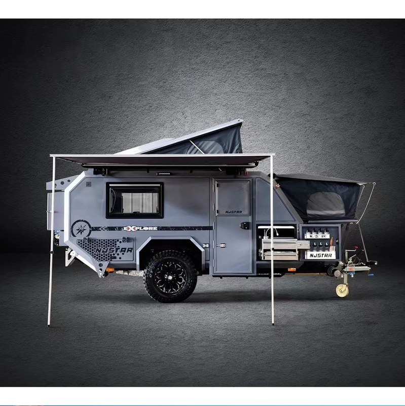 16ft Off Road Folding Camper Trailer Con Capacità di 2 Adulti e 2 Bambini Travel Trailer