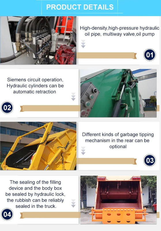 Cina Brand Dongfeng Piccolo Compactor Garbage Truck Con 6.50-16 Pneumatici E Ricambi