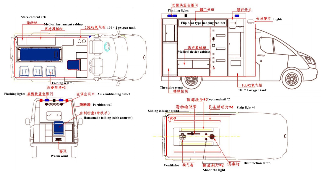 Salone Ambulance130 Hp Ambulance Car Truck - ABS SI Dimensioni complessive 5670×2011×2726 Mm