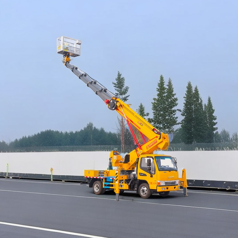25m Diesel Aerial Work Platform Truck 2 assi con pompa di emergenza V anteriore e V posteriore
