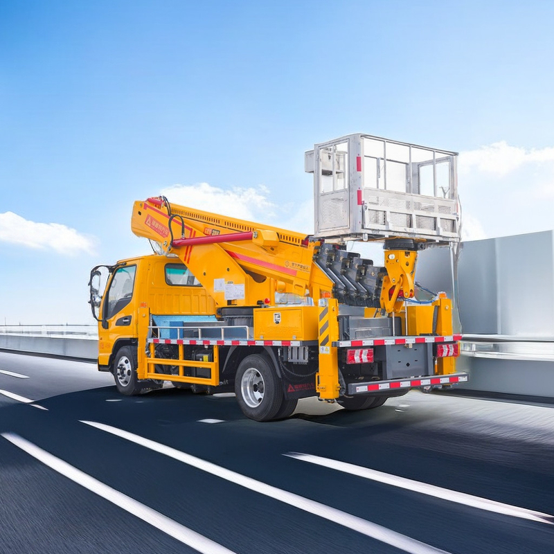 25m Diesel Aerial Work Platform Truck 2 assi con pompa di emergenza V anteriore e V posteriore