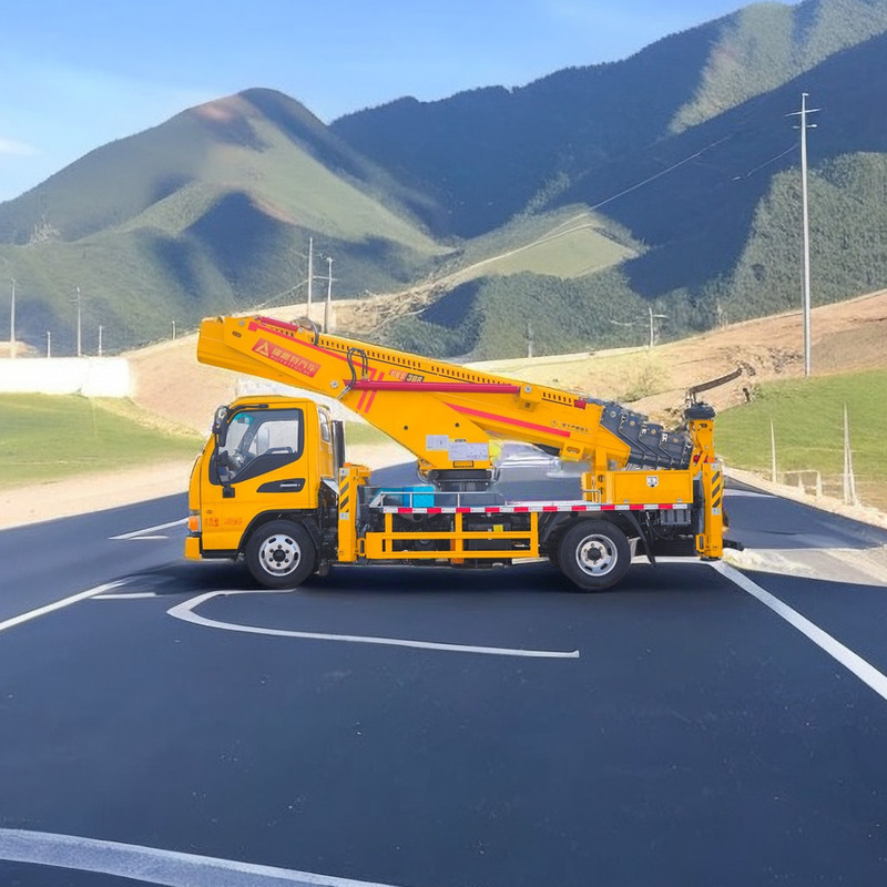 25m Diesel Aerial Work Platform Truck 2 assi con pompa di emergenza V anteriore e V posteriore